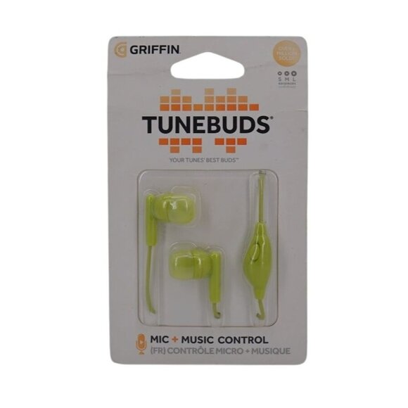 Griffin TuneBuds In-Ear Headphones with Mic + Music Control – Green, Medium | 3. - Picture 1 of 6